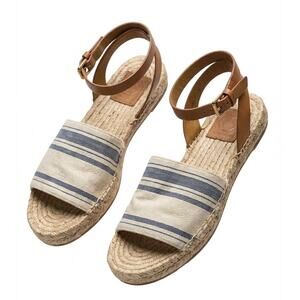 Tory Burch Espadrille Slingback Sandals Striped Canvas - Size 8